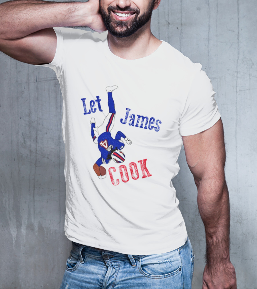 Let James Cook Football Player Red Blue Text T-Shirt