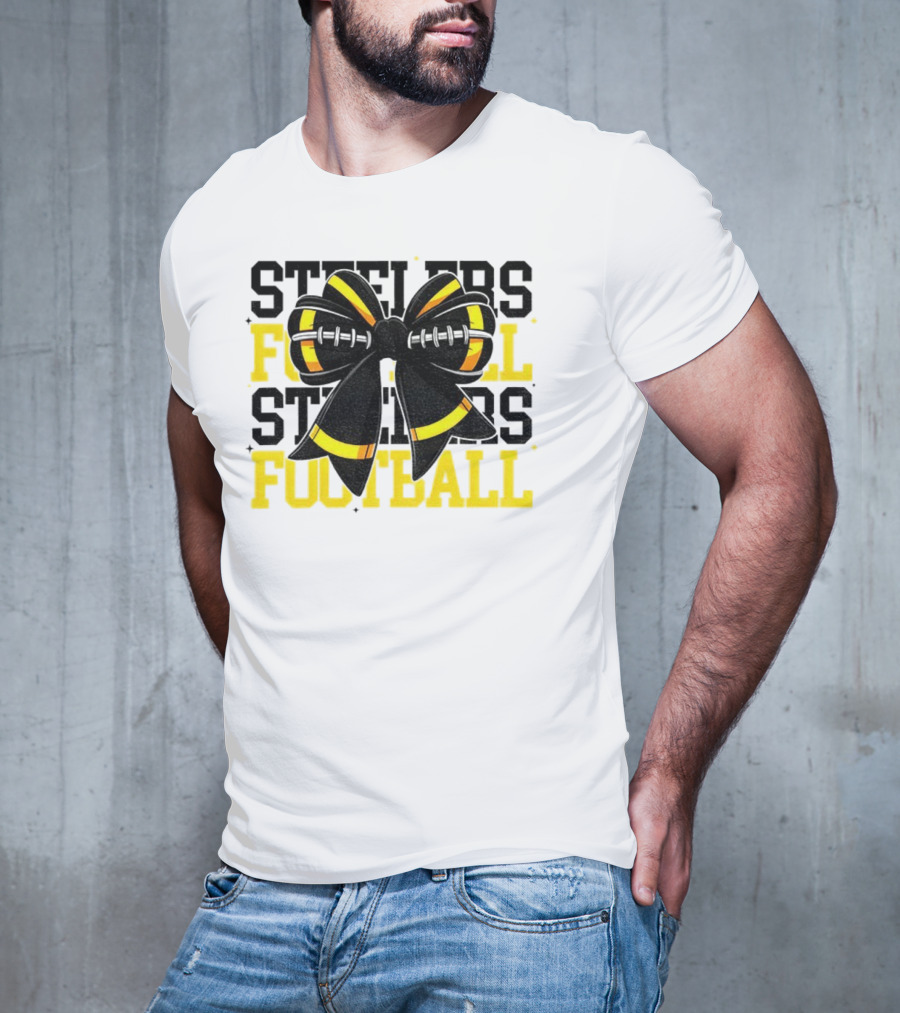 Pittsburgh Steelers Football Coquette Mom Bow Game Day T-Shirt