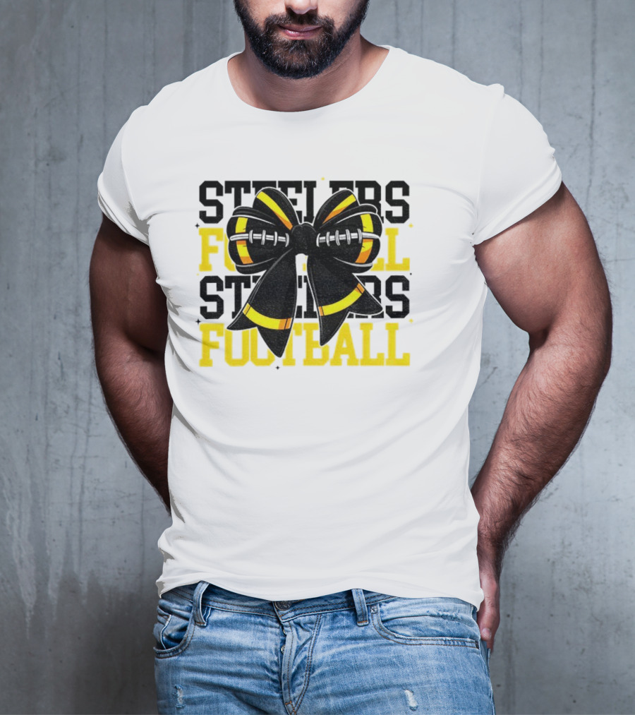 Pittsburgh Steelers Football Coquette Mom Bow Game Day T-Shirt