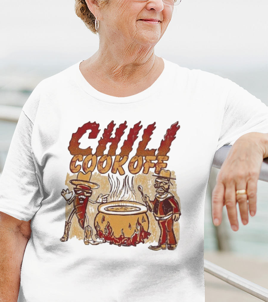 Chili Cookoff Spicy Pepper Cowboy And Chef Duel Over Fiery Pot T-Shirt