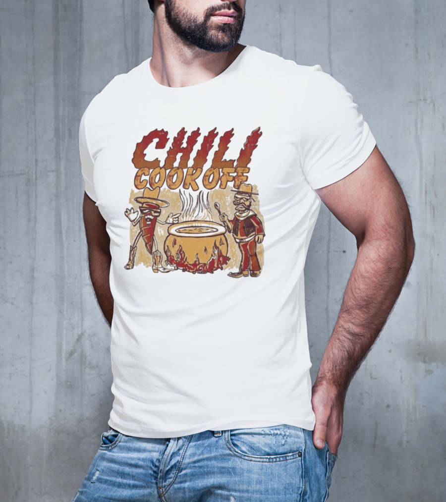 Chili Cookoff Spicy Pepper Cowboy And Chef Duel Over Fiery Pot T-Shirt