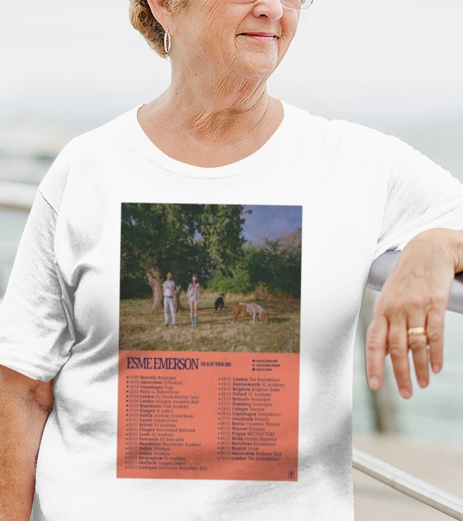 ESME EMERSON UK EU Tour 2025 Dates Featuring Dublin Paris Amsterdam London Glasgow Barcelona T-Shirt