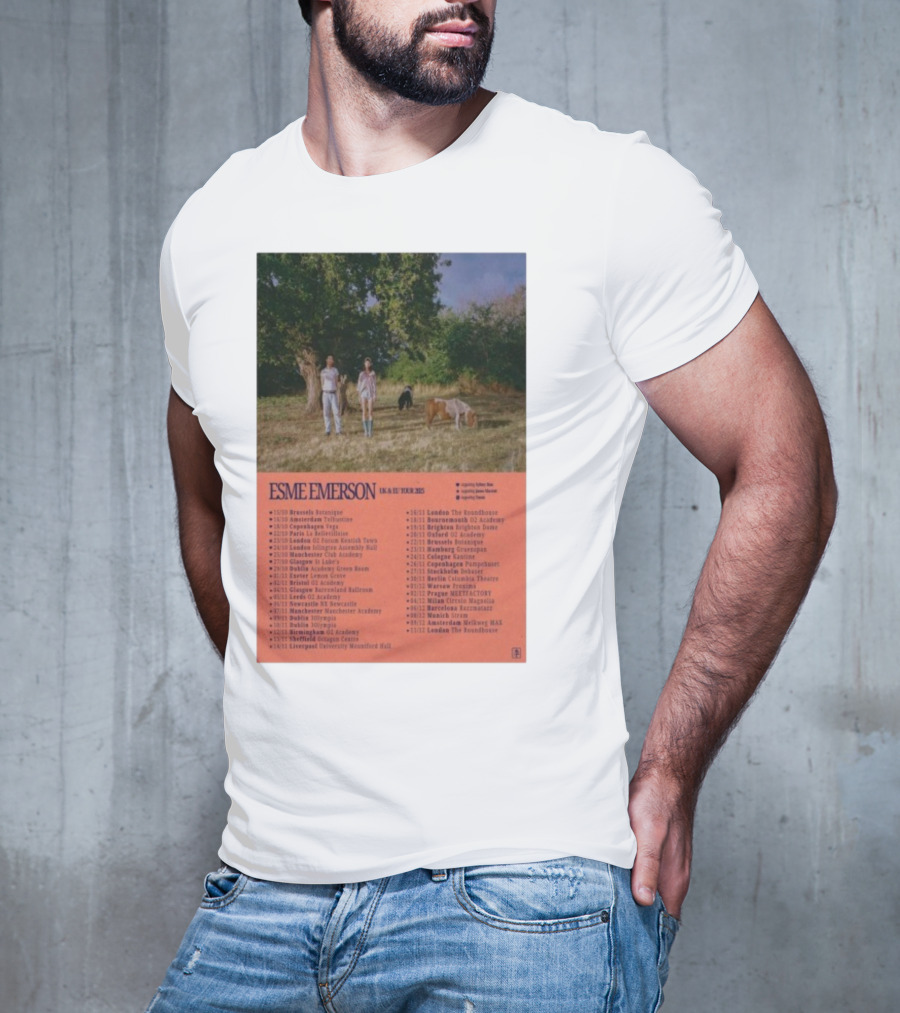 ESME EMERSON UK EU Tour 2025 Dates Featuring Dublin Paris Amsterdam London Glasgow Barcelona T-Shirt