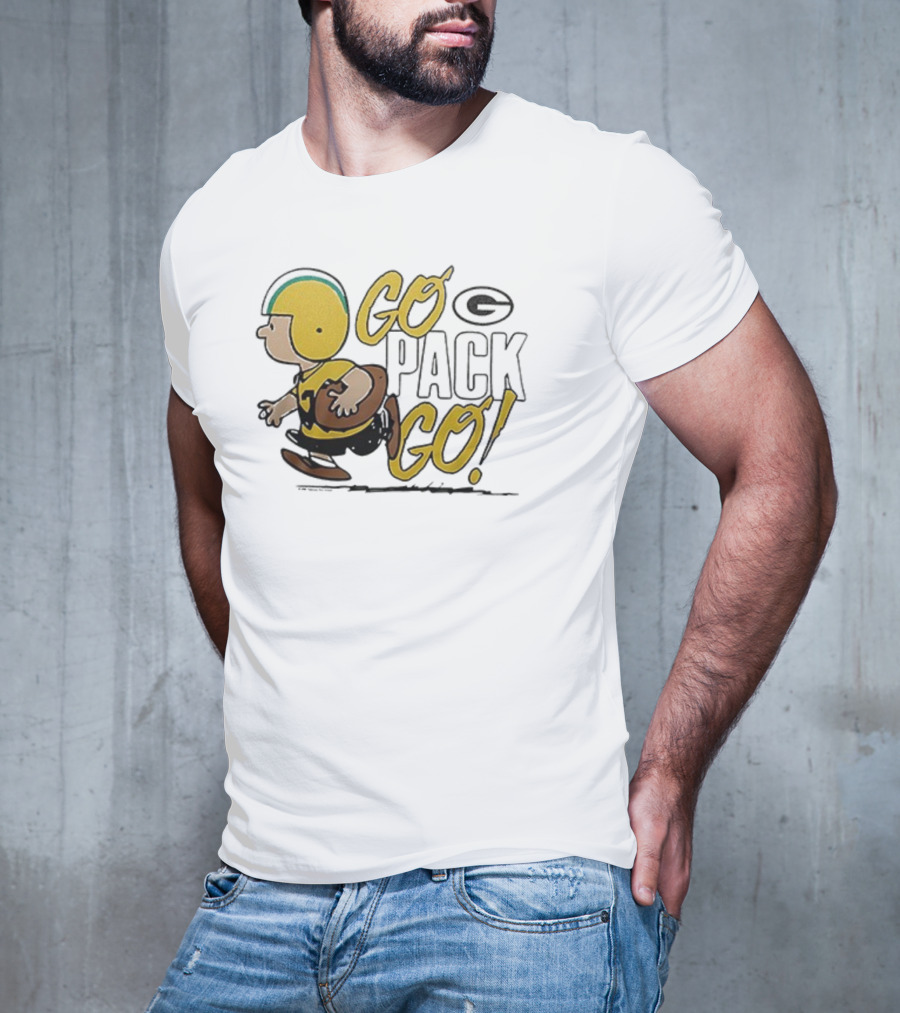 Green Bay Packers Peanuts Snoopy Go Pack Go Winter Cartoon Football T-Shirt