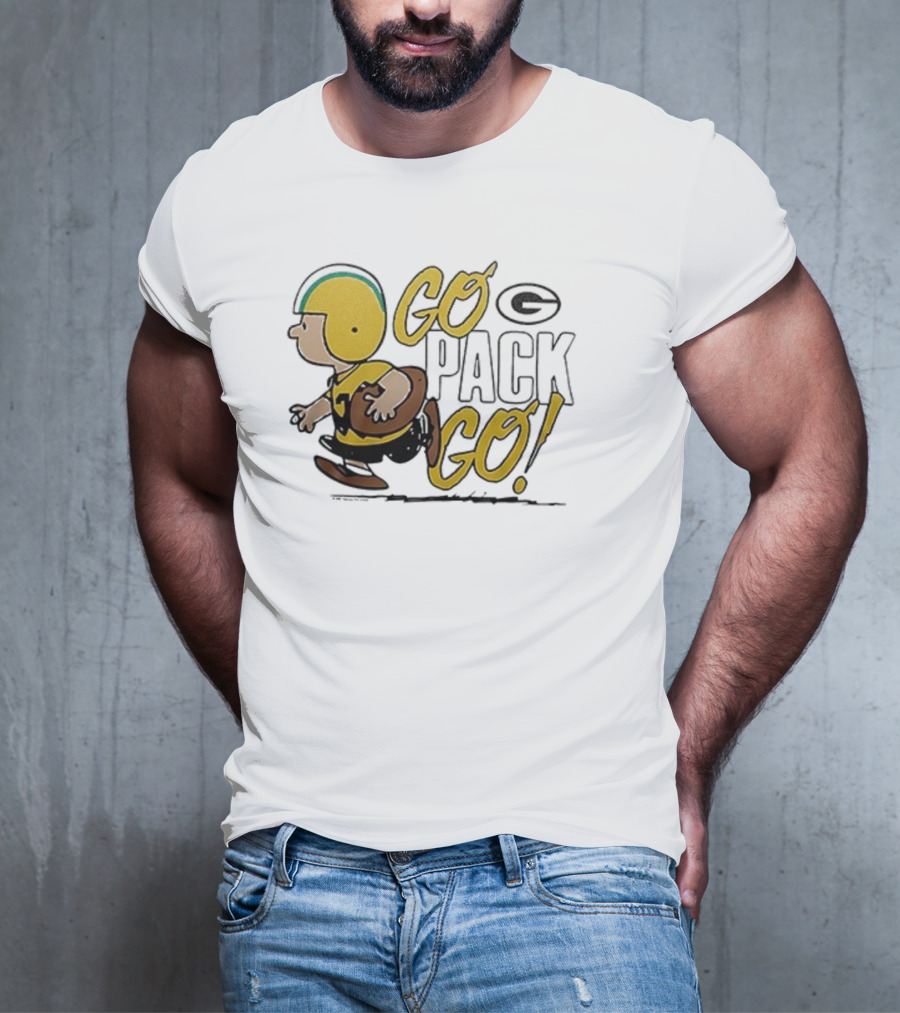 Green Bay Packers Peanuts Snoopy Go Pack Go Winter Cartoon Football T-Shirt