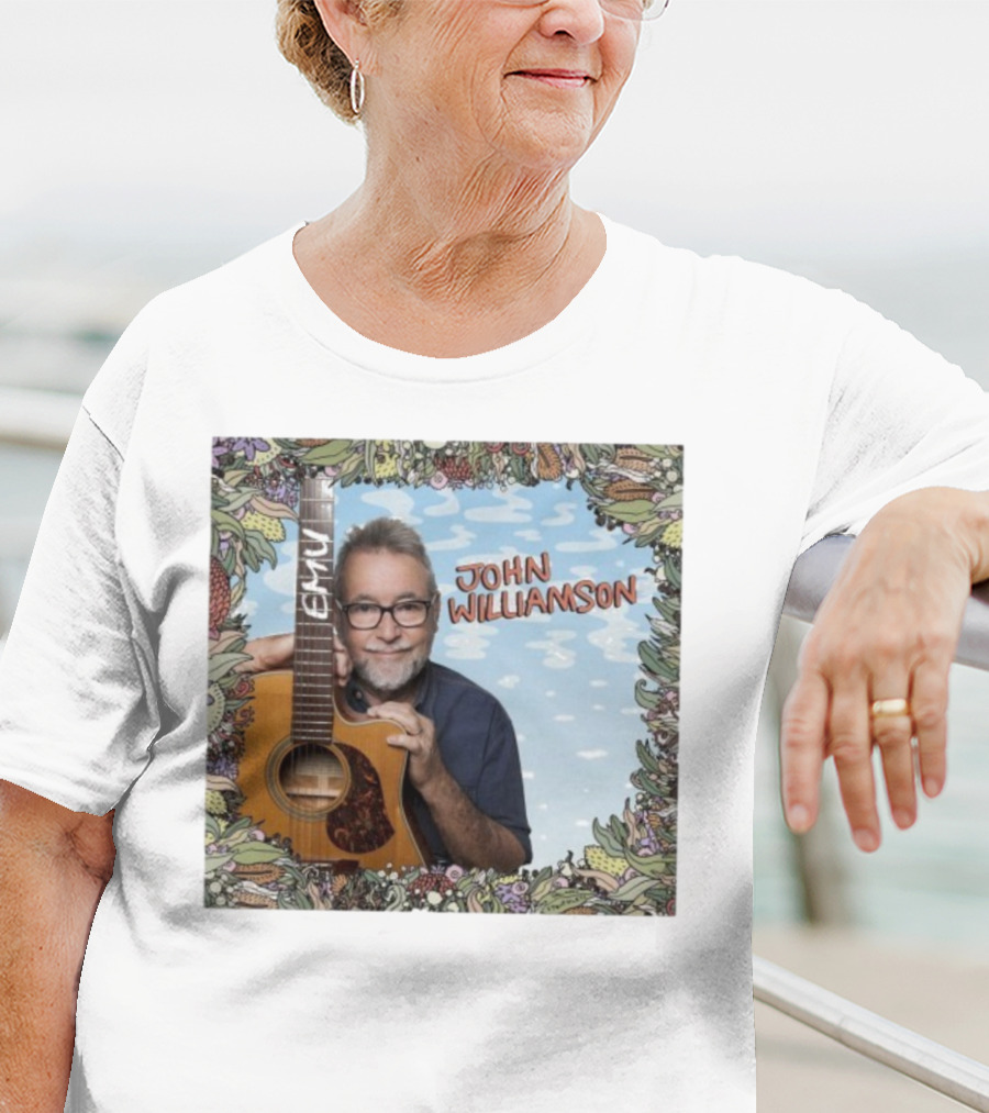 John Williamson EMU Guitar Ausmusic Floral Border T-Shirt