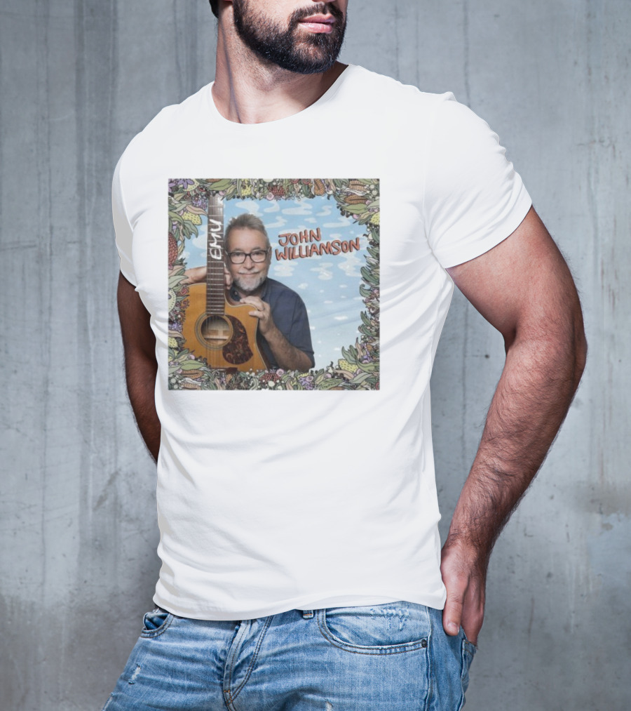 John Williamson EMU Guitar Ausmusic Floral Border T-Shirt