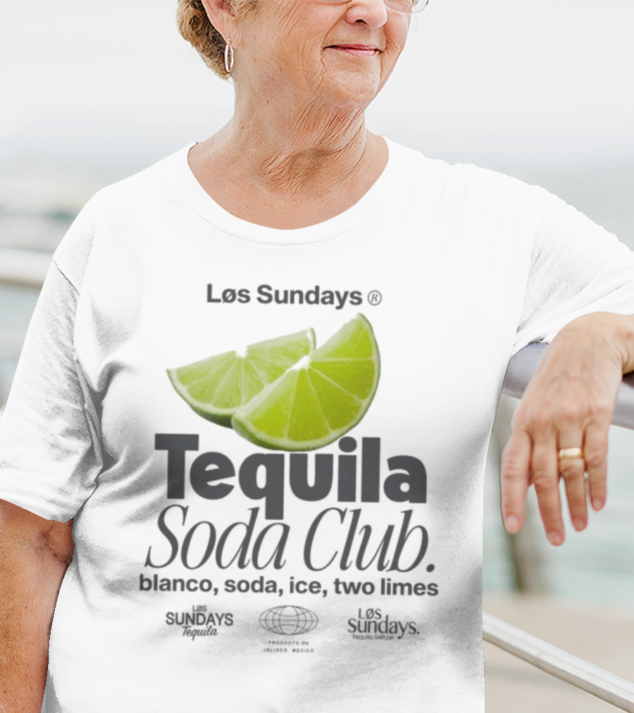 Los Sundays Tequila Soda Club Blanco Soda Ice Two Limes T-Shirt