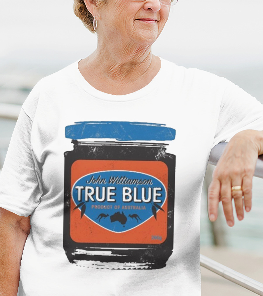John Williamson True Blue Product Of Australia Mock Jam Label T-Shirt