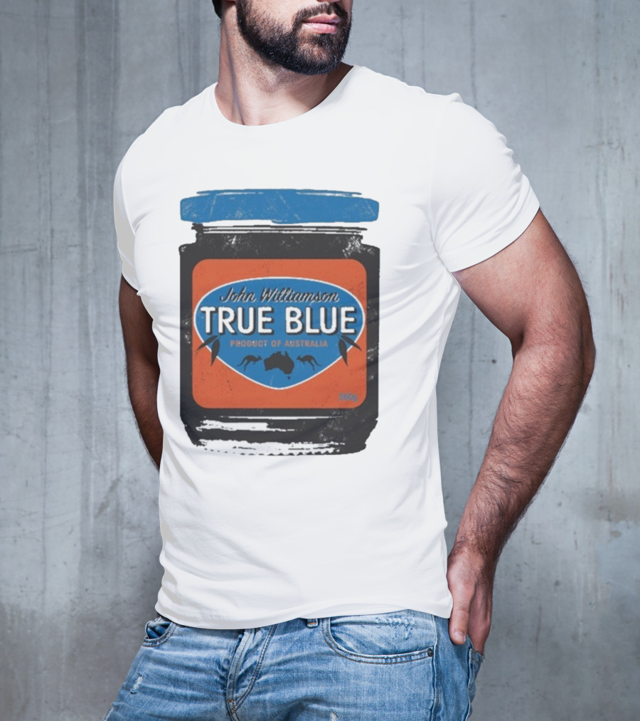 John Williamson True Blue Product Of Australia Mock Jam Label T-Shirt