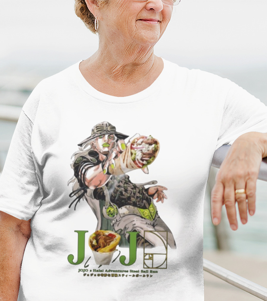Jojo’s Halal Adventure Steel Ball Run Gyro Burrito Manga Crossover T-Shirt