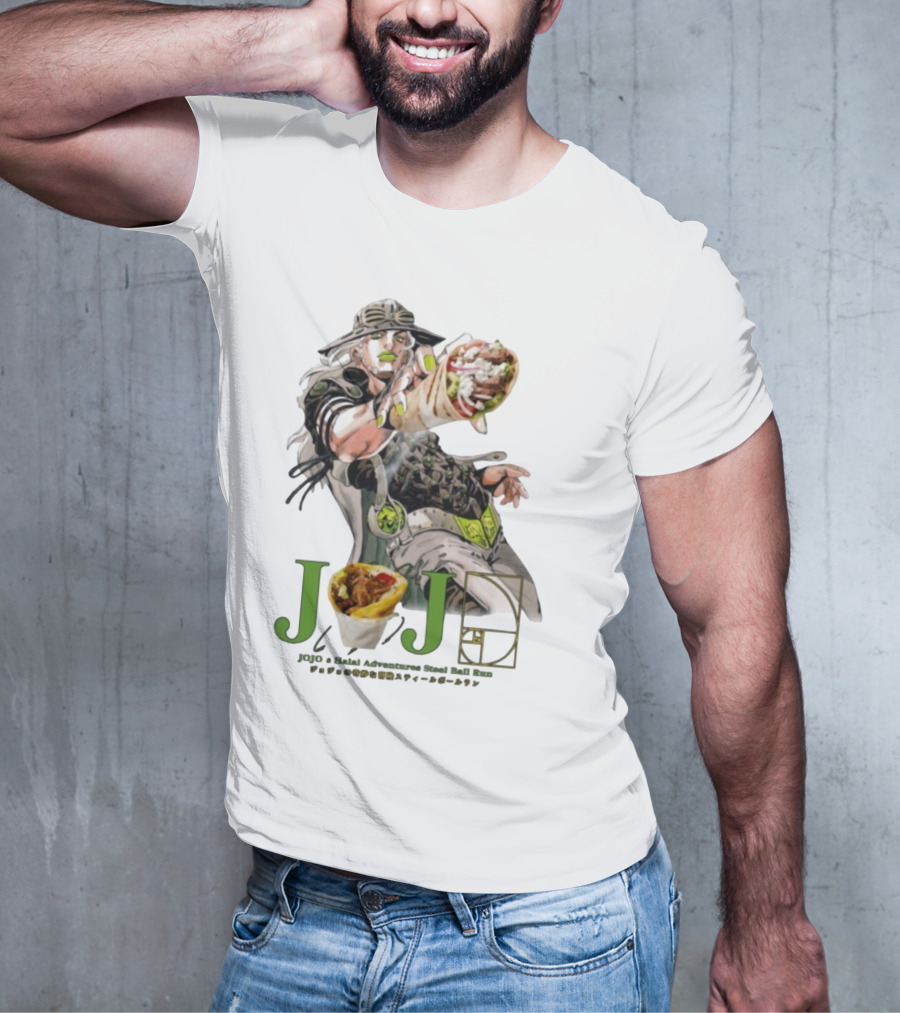 Jojo’s Halal Adventure Steel Ball Run Gyro Burrito Manga Crossover T-Shirt