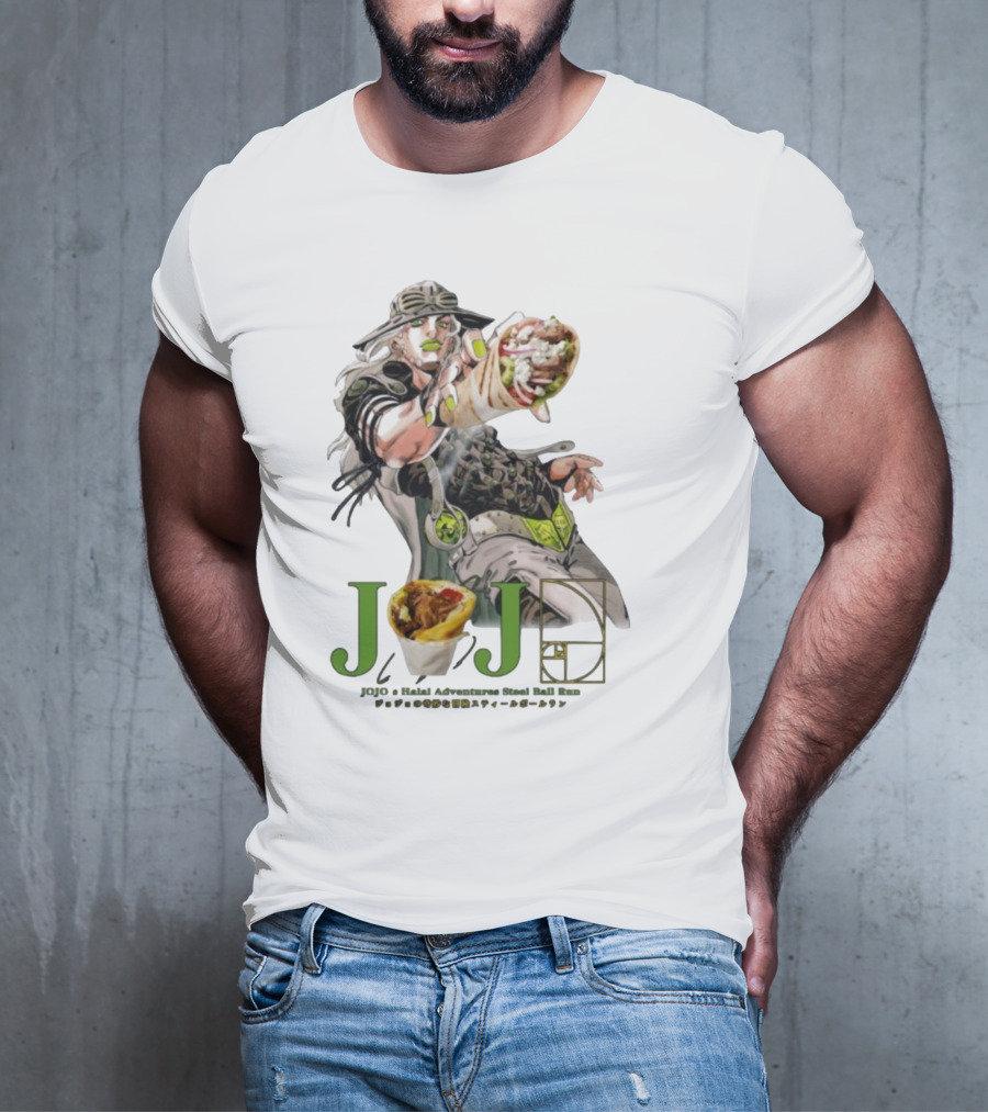 Jojo’s Halal Adventure Steel Ball Run Gyro Burrito Manga Crossover T-Shirt