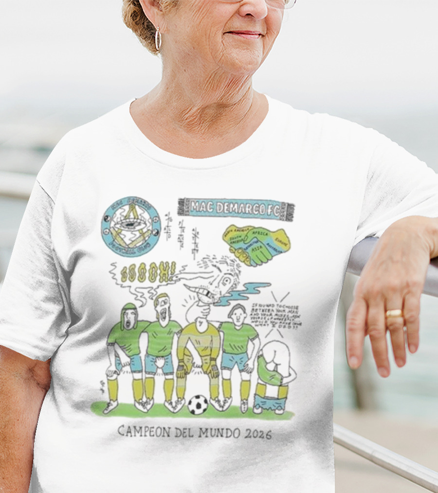 Campeon Del Mundo 2026 Mac Demarco Football Club Soccer Team Art Latin America Africa Map T-Shirt