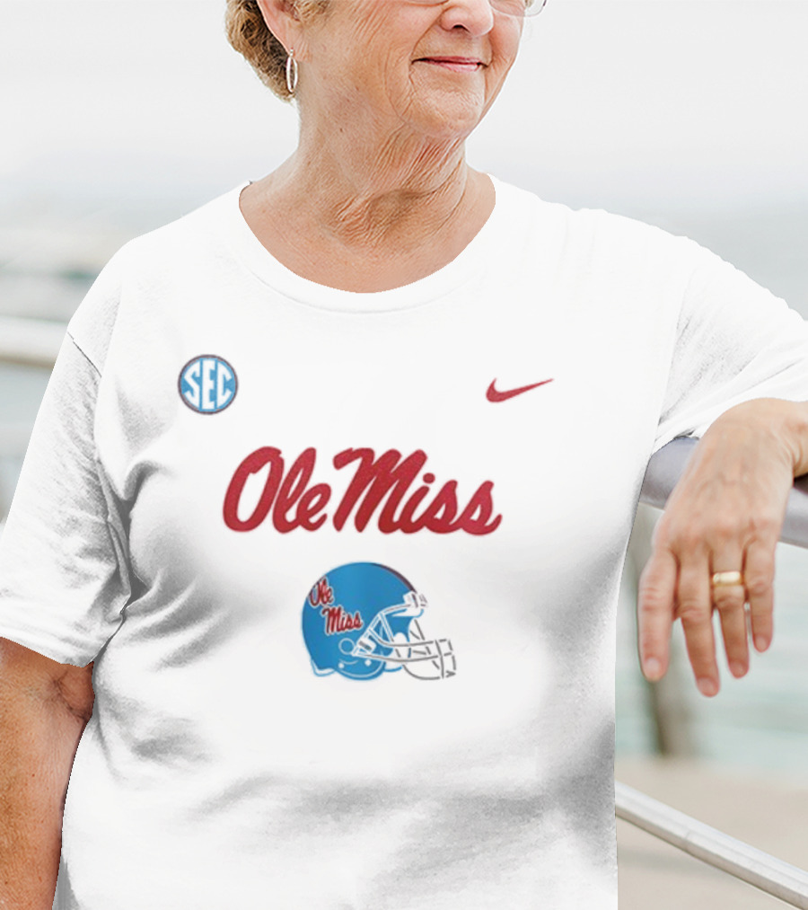 Ole Miss Rebels Football Helmet SEC Nike T-Shirt