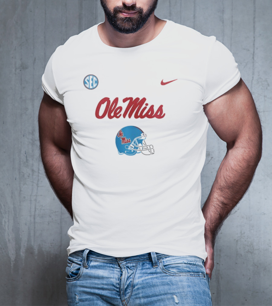 Ole Miss Rebels Football Helmet SEC Nike T-Shirt
