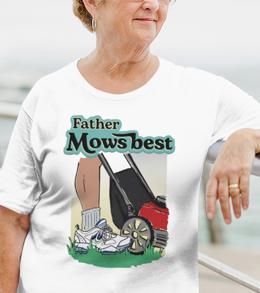 Father Mows Best Emotionalclub Lawn Mower Sneaker Style T-Shirt