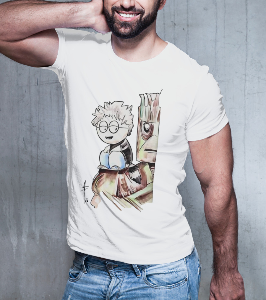 Kyle Broflovski And Groot Cartoon Mashup Fan Art South Park Guardians Of The Galaxy Crossover T-Shirt