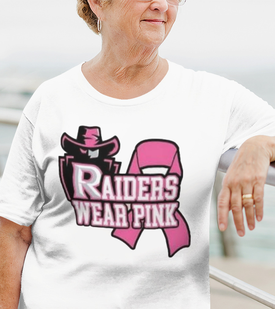 Raiders Wear Pink Breast Cancer Awareness Power Ribbon T-Shirt