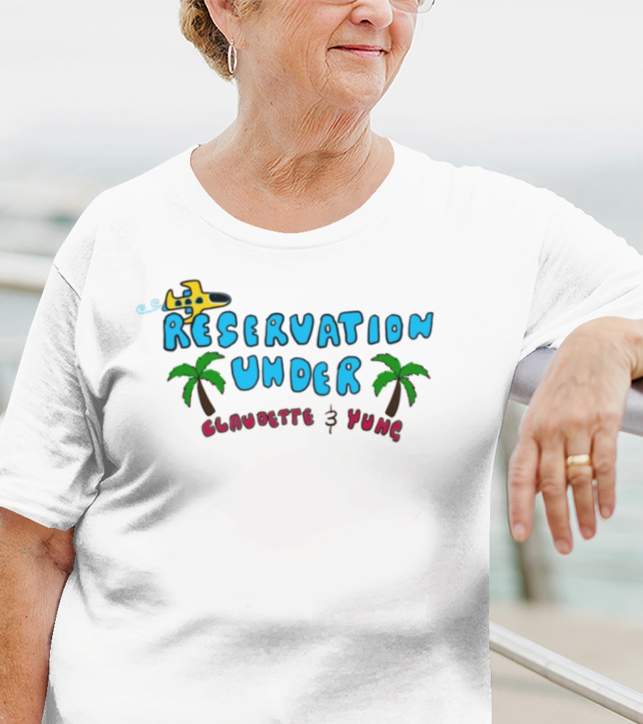 Reservation Under Claudette Yung Beach Beds Tropical Vacation T-Shirt