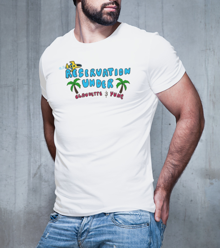 Reservation Under Claudette Yung Beach Beds Tropical Vacation T-Shirt