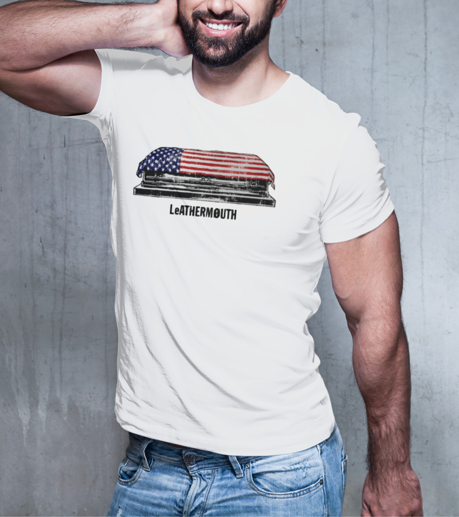 Leathermouth American Flag Coffin T-Shirt