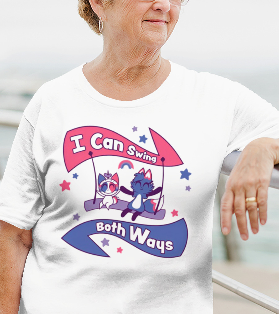 I Can Swing Both Ways Cute Cats Stars Rainbow T-Shirt