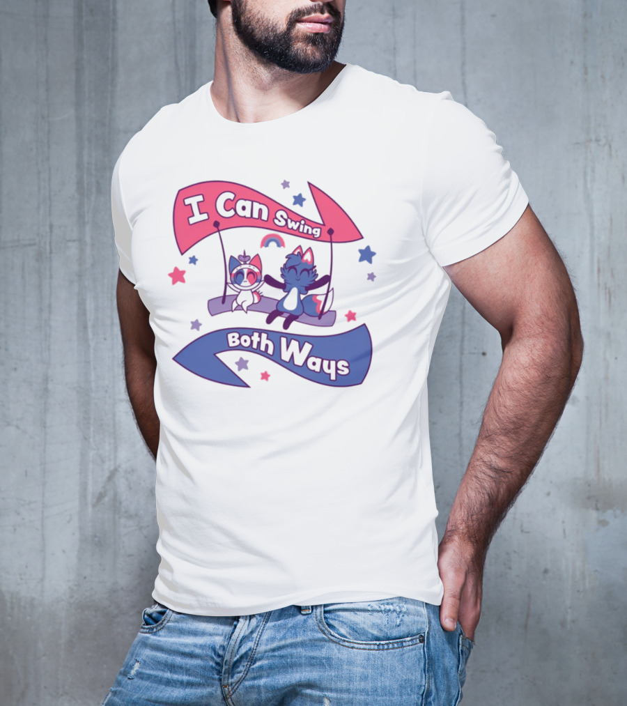 I Can Swing Both Ways Cute Cats Stars Rainbow T-Shirt