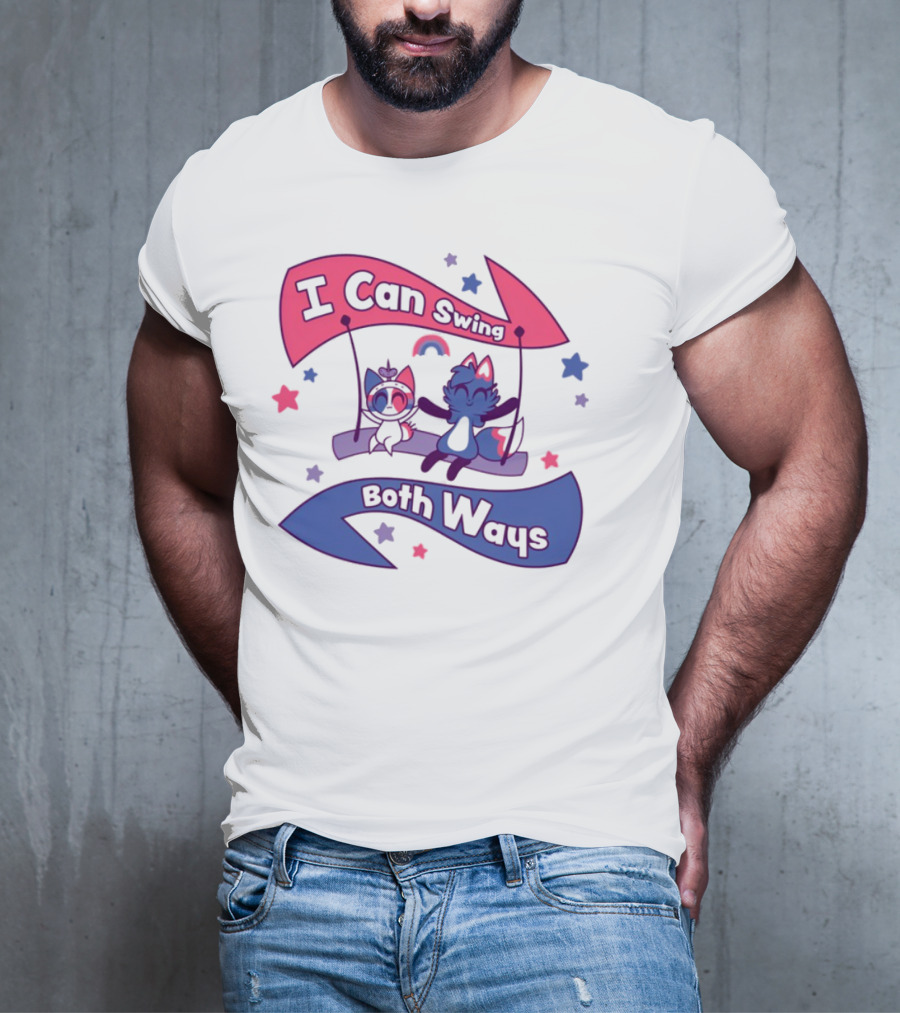 I Can Swing Both Ways Cute Cats Stars Rainbow T-Shirt