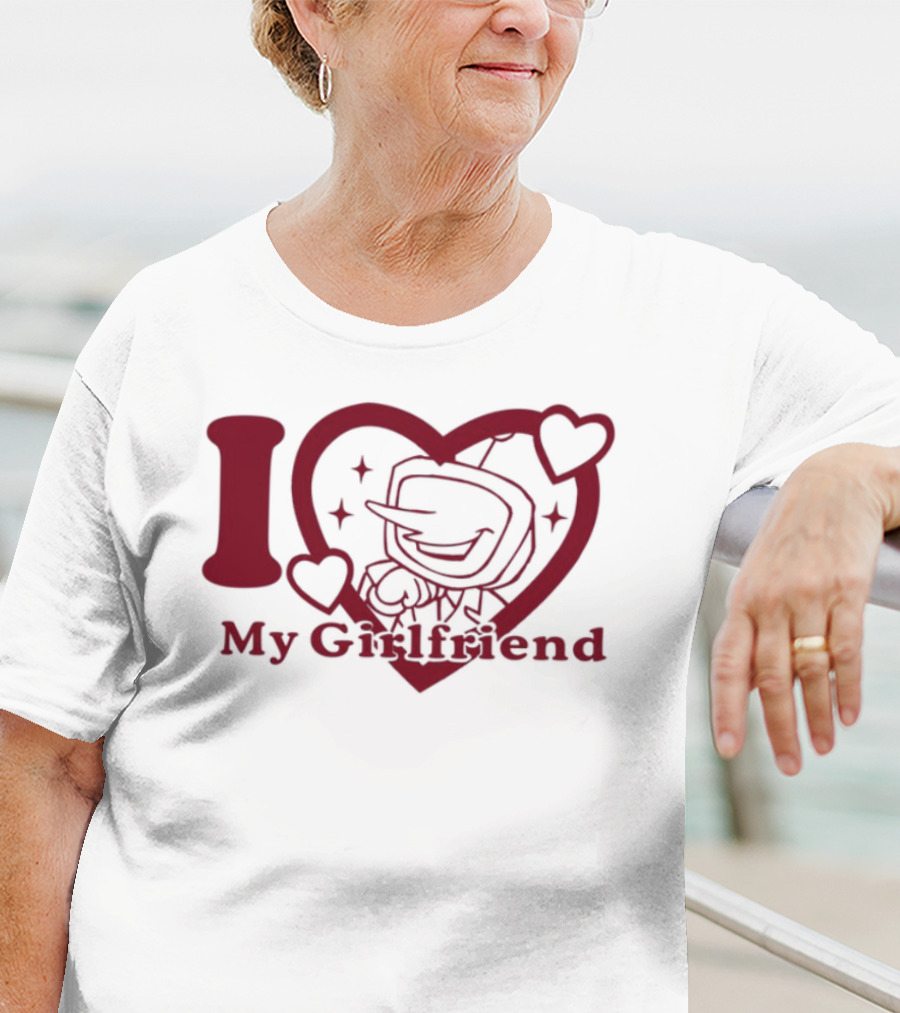 I Love My Girlfriend Mr. Tenna Heart Design T-Shirt