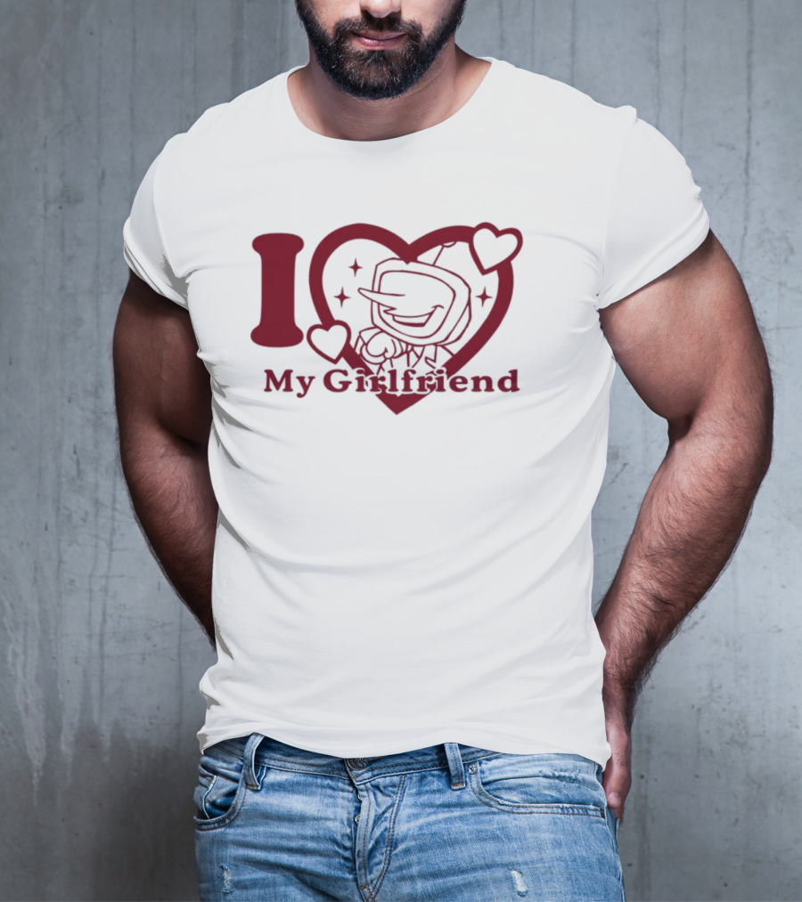 I Love My Girlfriend Mr. Tenna Heart Design T-Shirt