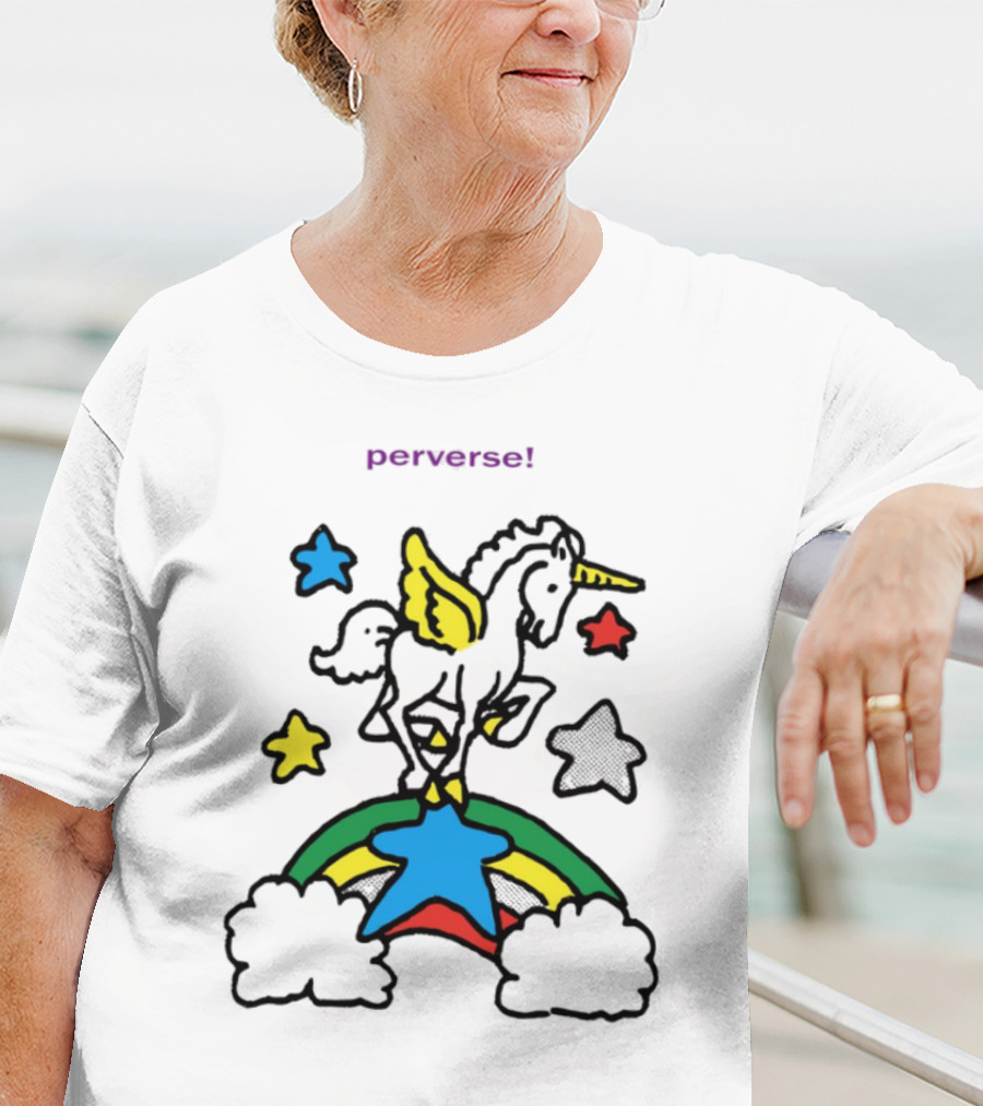 Perverse Pride Bug Girl Rainbow Stars Wings T-Shirt