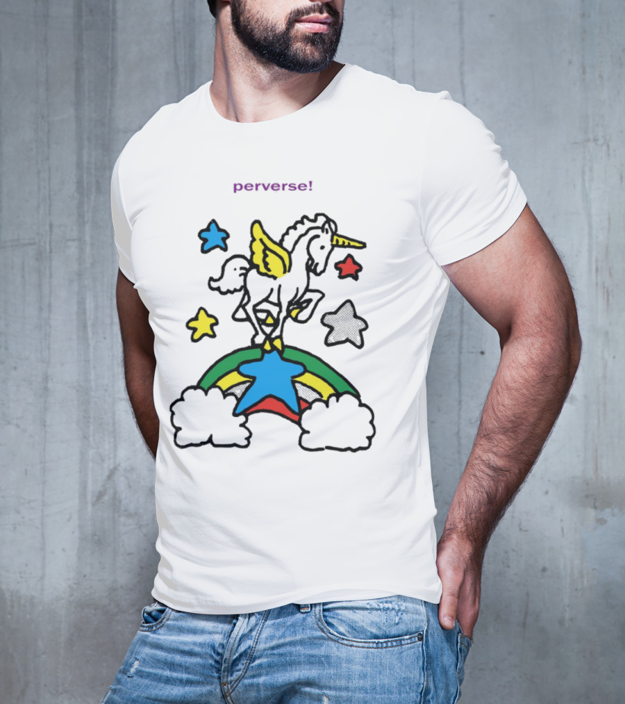 Perverse Pride Bug Girl Rainbow Stars Wings T-Shirt