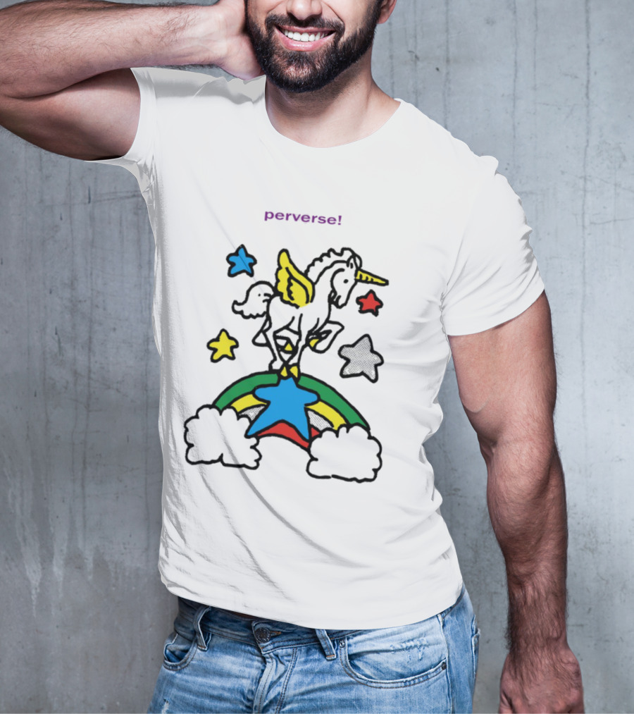 Perverse Pride Bug Girl Rainbow Stars Wings T-Shirt