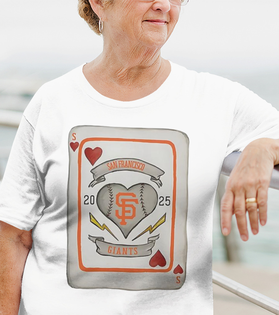 San Francisco Giants Baseball Card Heart 2025 Tiny Turnip Collaboration T-Shirt