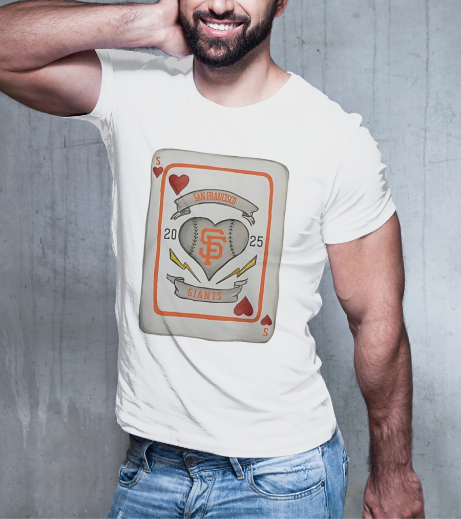 San Francisco Giants Baseball Card Heart 2025 Tiny Turnip Collaboration T-Shirt