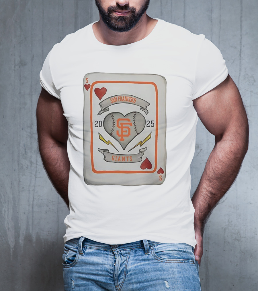 San Francisco Giants Baseball Card Heart 2025 Tiny Turnip Collaboration T-Shirt