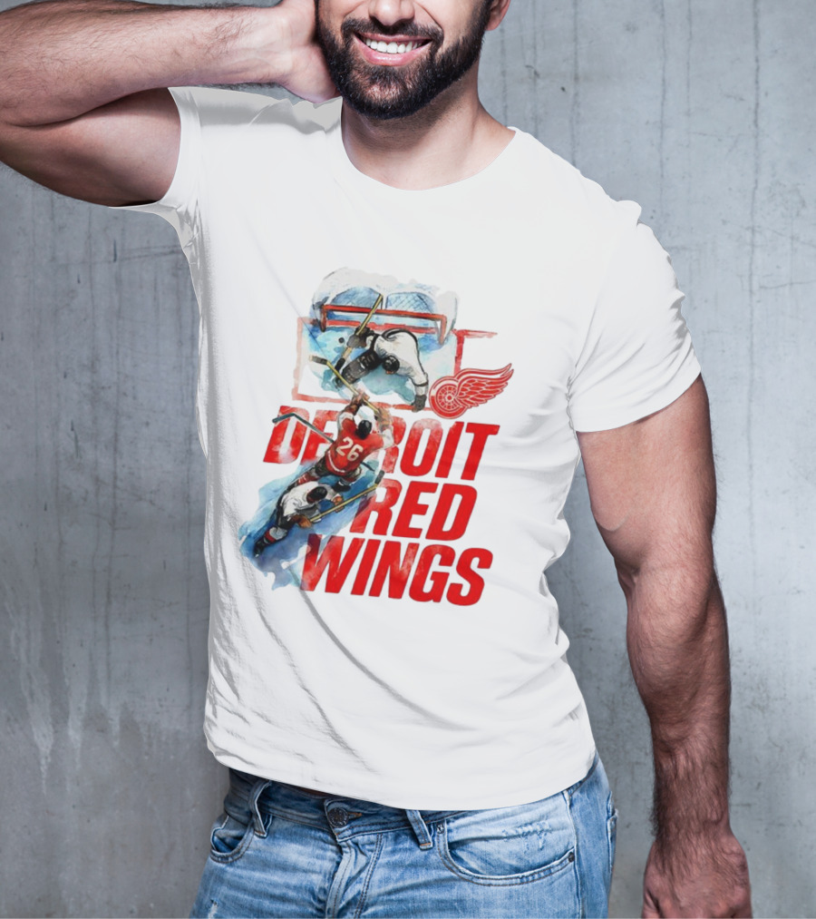Sana X Detroit Red Wings Hockey Team Action Scene T-Shirt