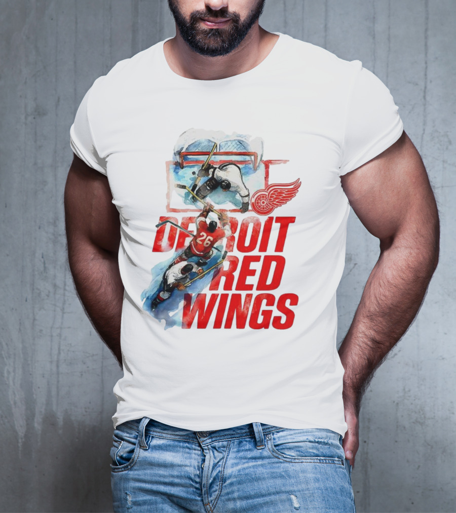 Sana X Detroit Red Wings Hockey Team Action Scene T-Shirt