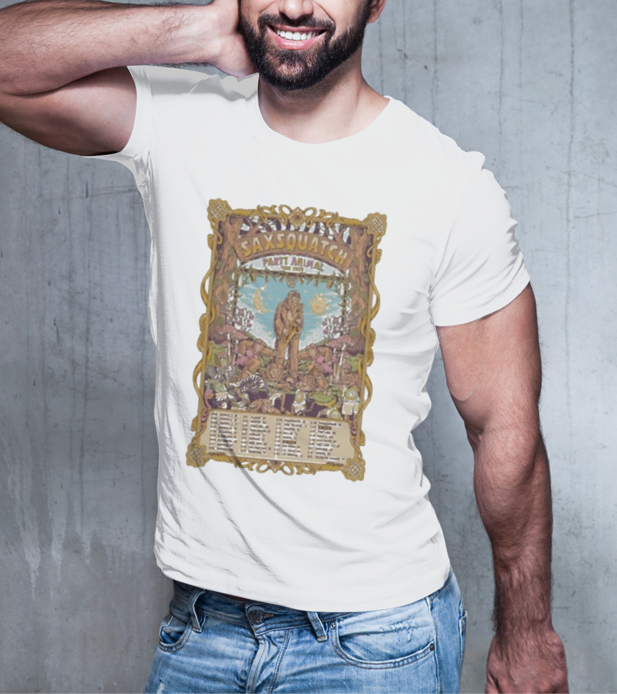 Saxsquatch Party Animal 2026 Tour Psychedelic Forest Jam Band T-Shirt