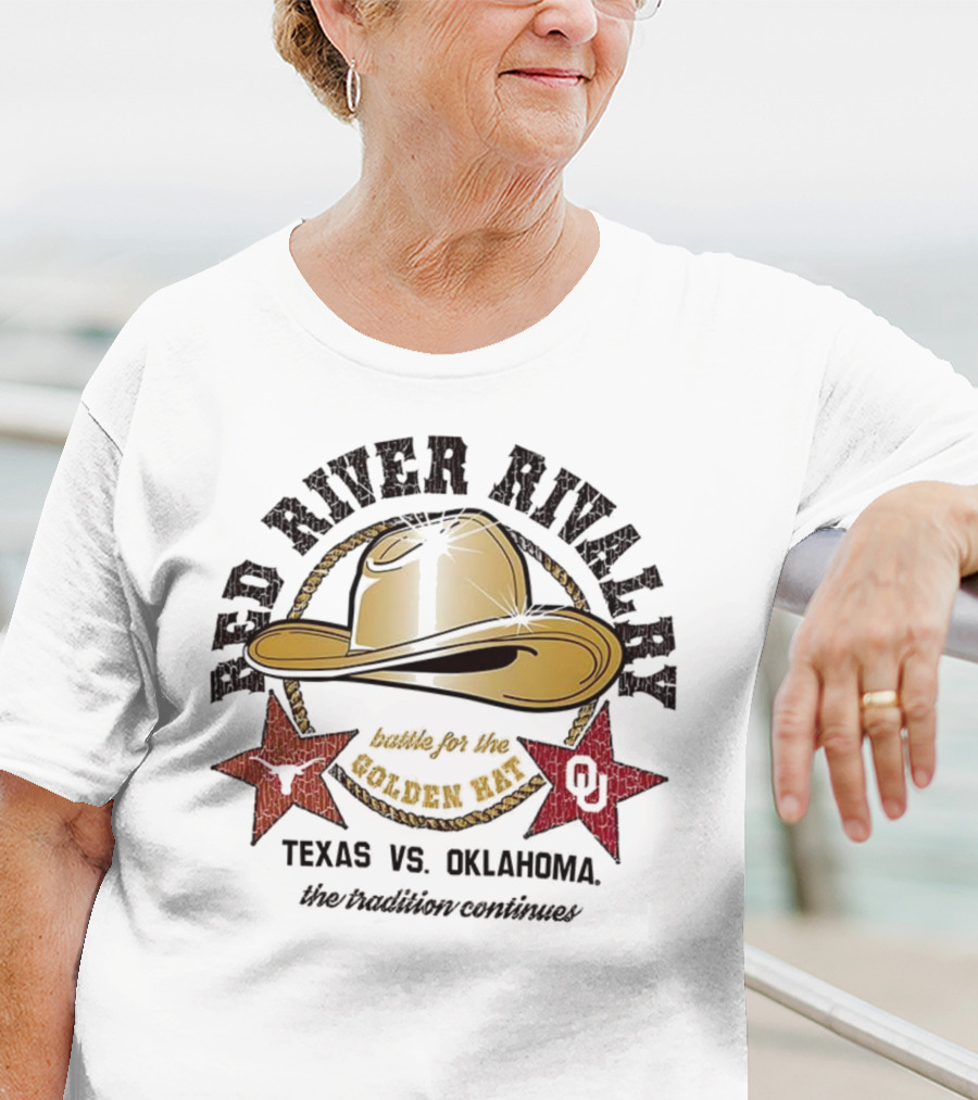 Red River Rivalry Texas Vs Oklahoma Battle For The Golden Hat T-Shirt
