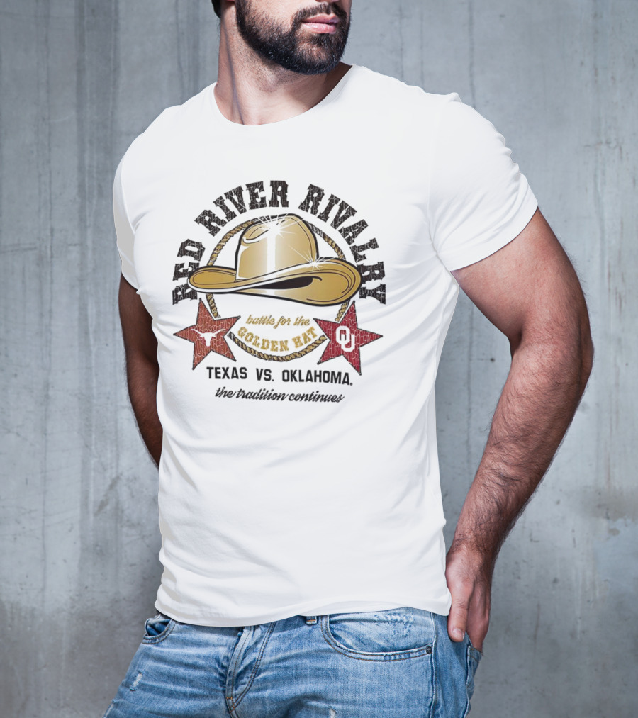 Red River Rivalry Texas Vs Oklahoma Battle For The Golden Hat T-Shirt