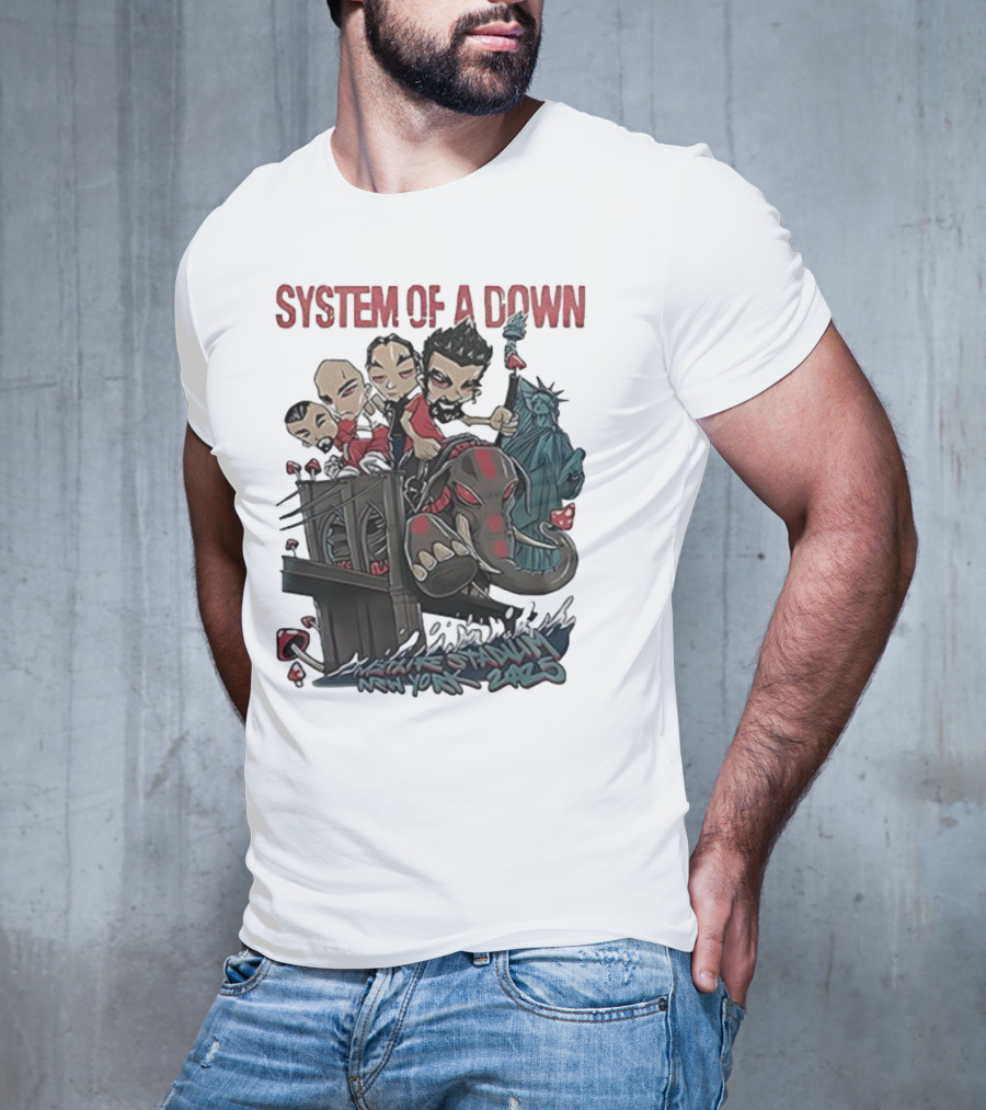 System Of A Down 2025 Chibi Cartoon Yankee Stadium New York T-Shirt