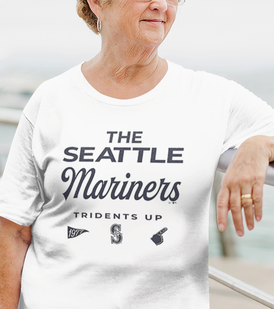 Seattle Mariners Tridents Up Foam Finger And Baseball Icons T-Shirt