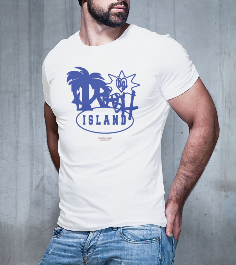 Trash Island Blue And White Palm Star Grafik T-Shirt