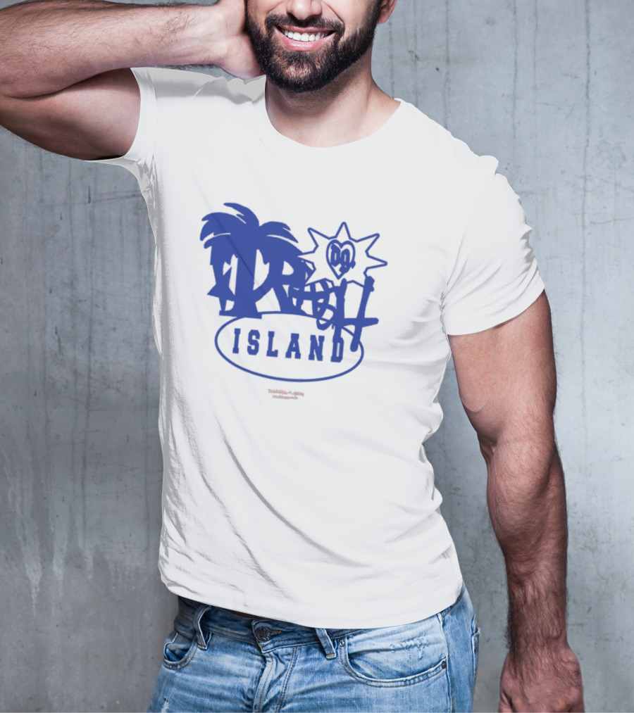 Trash Island Blue And White Palm Star Grafik T-Shirt