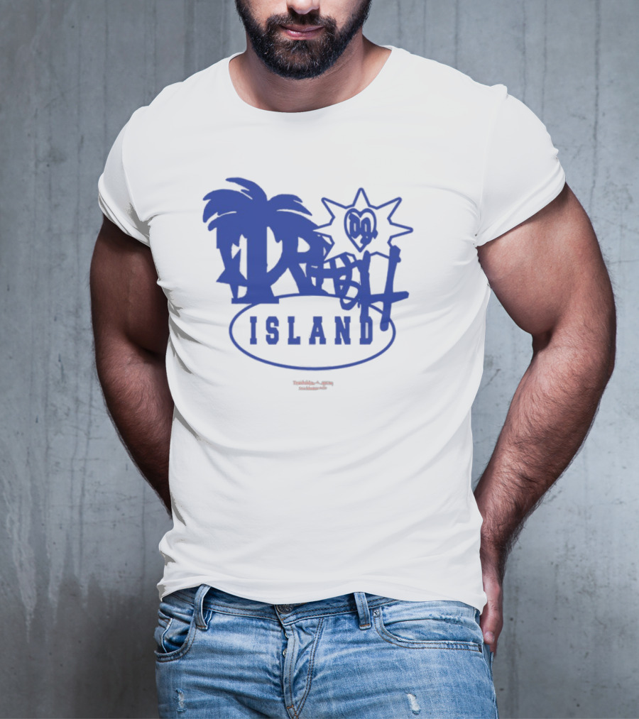 Trash Island Blue And White Palm Star Grafik T-Shirt