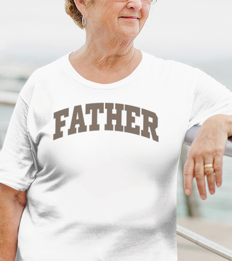 Unwell Father Text Arch Style Brown Letters T-Shirt
