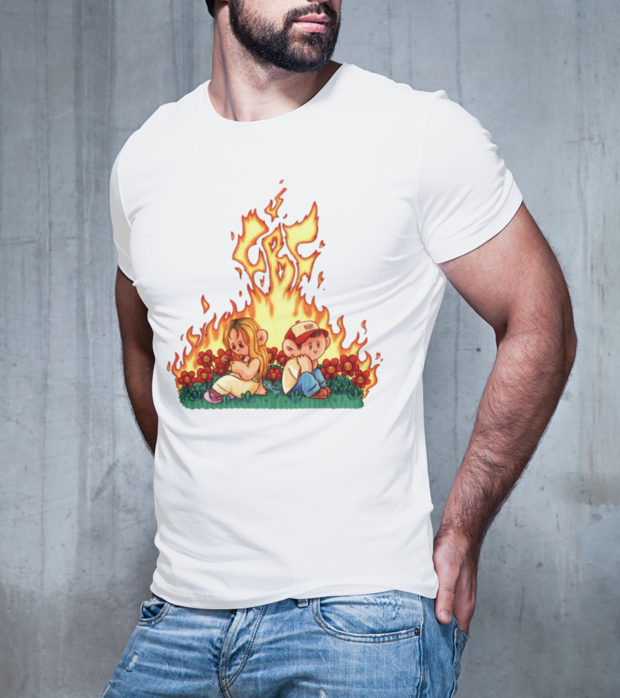 Fireball Friday Love Is Comic Characters With Fiery Background T-Shirt