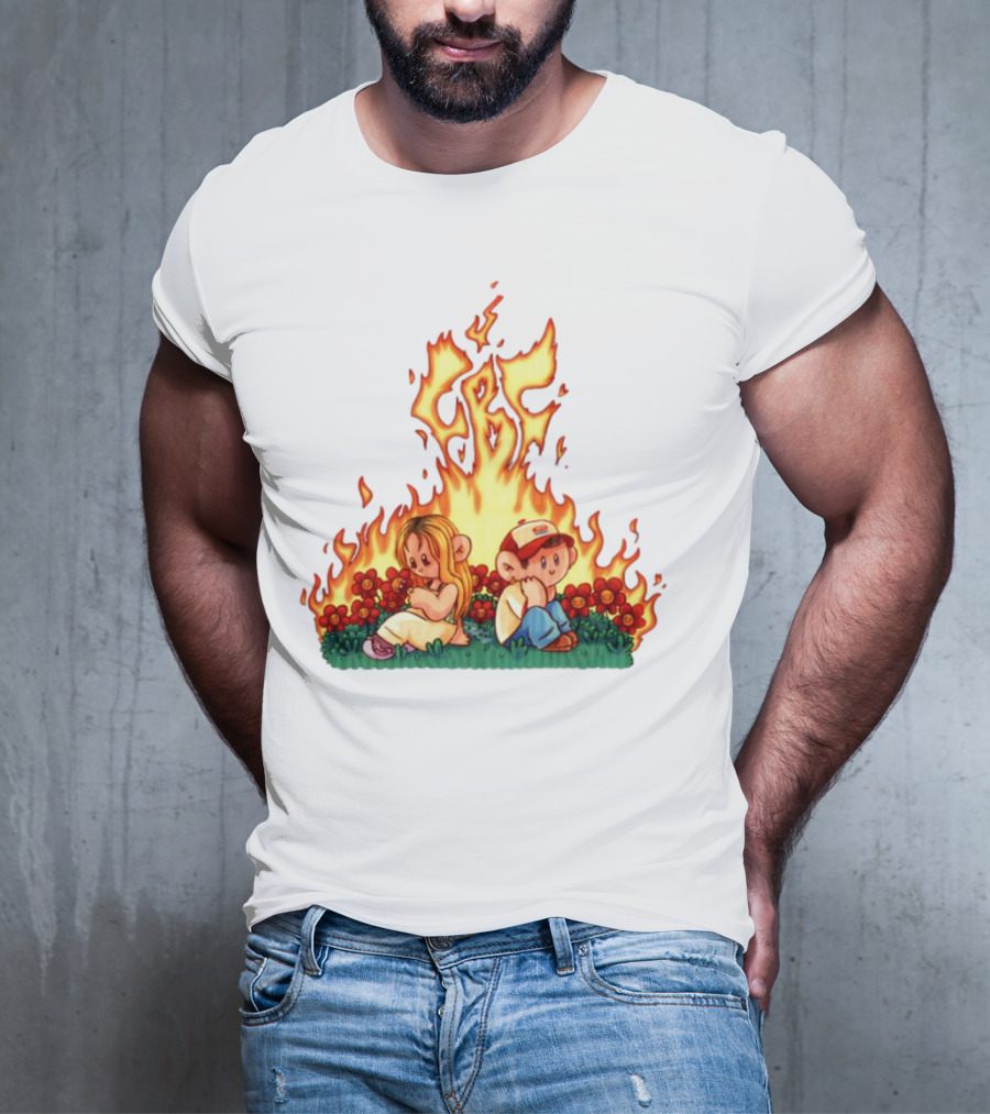 Fireball Friday Love Is Comic Characters With Fiery Background T-Shirt